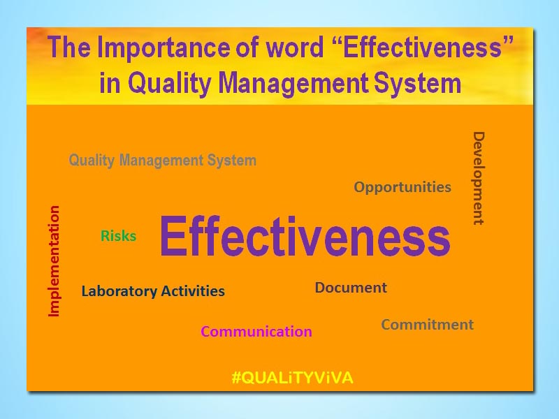 The Importance of word “Effectiveness” in Quality Management System