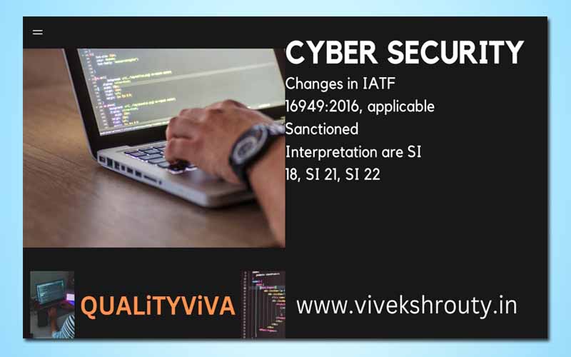 CYBER SECURITY – Changes in IATF16949:2016,applicable Sanctioned Interpretations are SI 18, SI 21 and SI 22